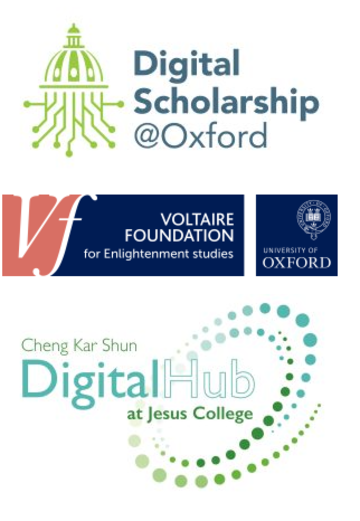 Digital Scholarship @ Oxford logo, Voltaire Foundation for Enlightenment Studies logo, Cheng Kar Shun Digital Hub at Jesus College logo